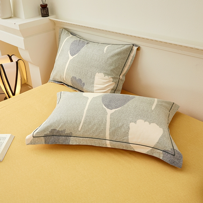 91家纺网 家纺一手货源 找家纺 橙艺家居 2024新款全棉超柔生态磨毛四件套全棉四件套纯棉四件套 人间茶白-灰