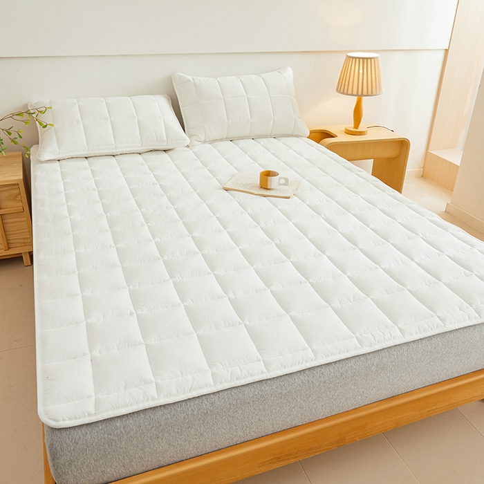 91家纺网 家纺一手货源 找家纺 3C 2024新款亲肤全棉加厚双面床护垫 雅白