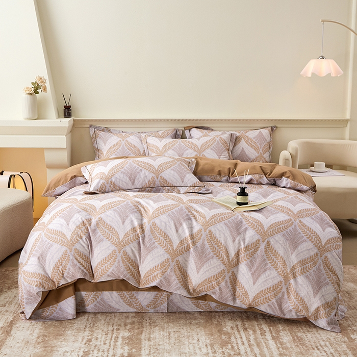 91家纺网 家纺一手货源 找家纺 橙艺家居 2024新款全棉超柔生态磨毛四件套全棉四件套纯棉四件套 扶摇-黄