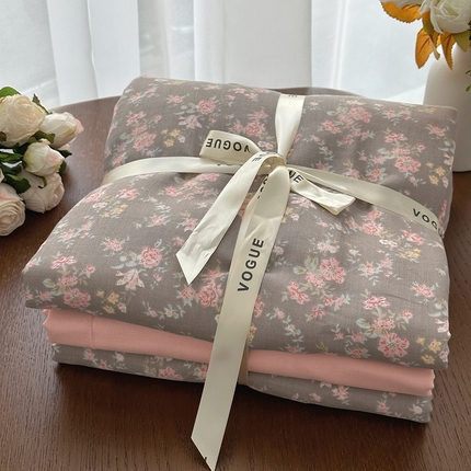 91家纺网 家纺一手货源 找家纺 （总）黛馨 2025新款全棉A类小清新双层纱四件套--系列六