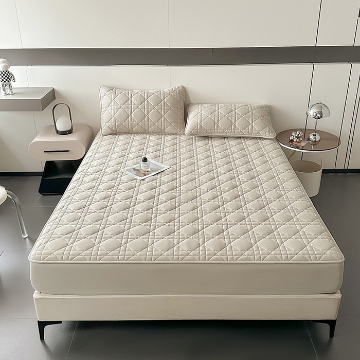 91家纺网 家纺一手货源 找家纺 3C 2024新款A类全棉水洗棉棉花床笠 月灰色-