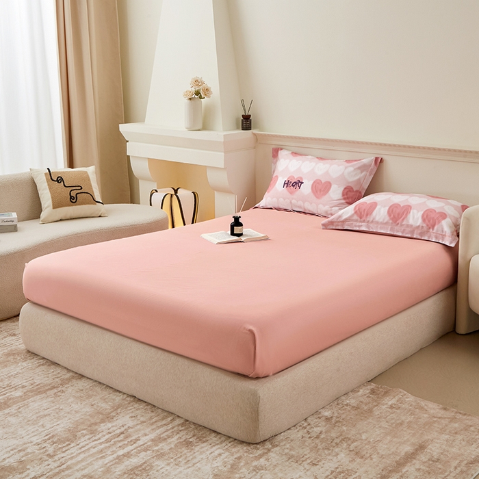 91家纺网 家纺一手货源 找家纺 橙艺家居 2024新款全棉超柔生态磨毛四件套全棉四件套纯棉四件套 心心相印-粉