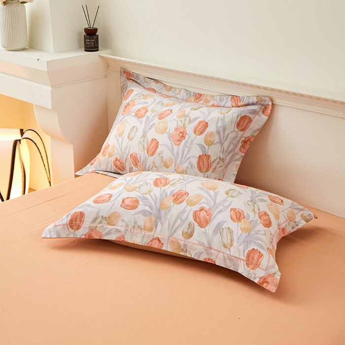 91家纺网 家纺一手货源 找家纺 橙艺家居 2024新款全棉超柔生态磨毛四件套全棉四件套纯棉四件套 盛世颜-桔