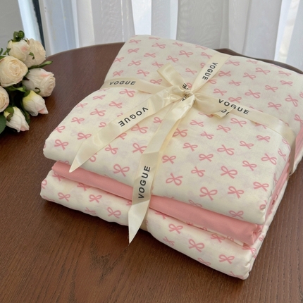 91家纺网 家纺一手货源 找家纺 （总）黛馨 2025新款A类小清新双层纱四件套（实拍）