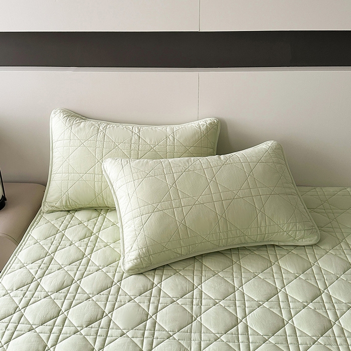 91家纺网 家纺一手货源 找家纺 3C 2024新款A类全棉水洗棉棉花床笠 薄荷绿-