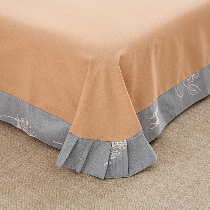 91家纺网 家纺一手货源 找家纺 橙艺家居 2024新款全棉超柔生态磨毛四件套全棉四件套纯棉四件套 芊芊之恋-灰