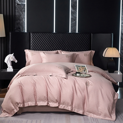 淳绵家居 2024新款50*50S双股长绒棉提花刺绣四件套 巴洛克-豆沙粉