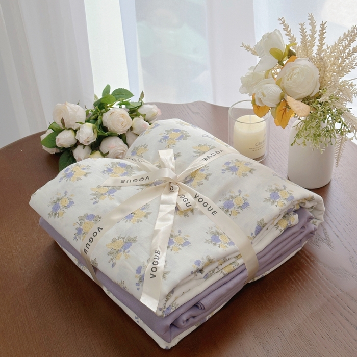 91家纺网 家纺一手货源 找家纺 （总）2025新款全棉A类小清新双层纱套件---系列三