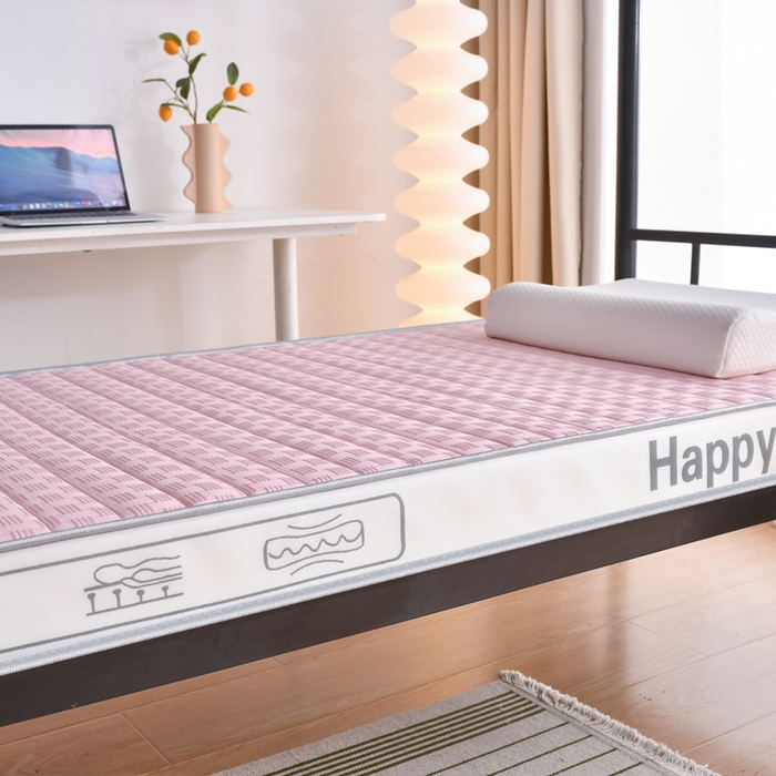 91家纺网 家纺一手货源 找家纺 顺发床垫 2025新款A类华夫格天然乳胶记忆海绵床垫学生款图 华夫格-粉色