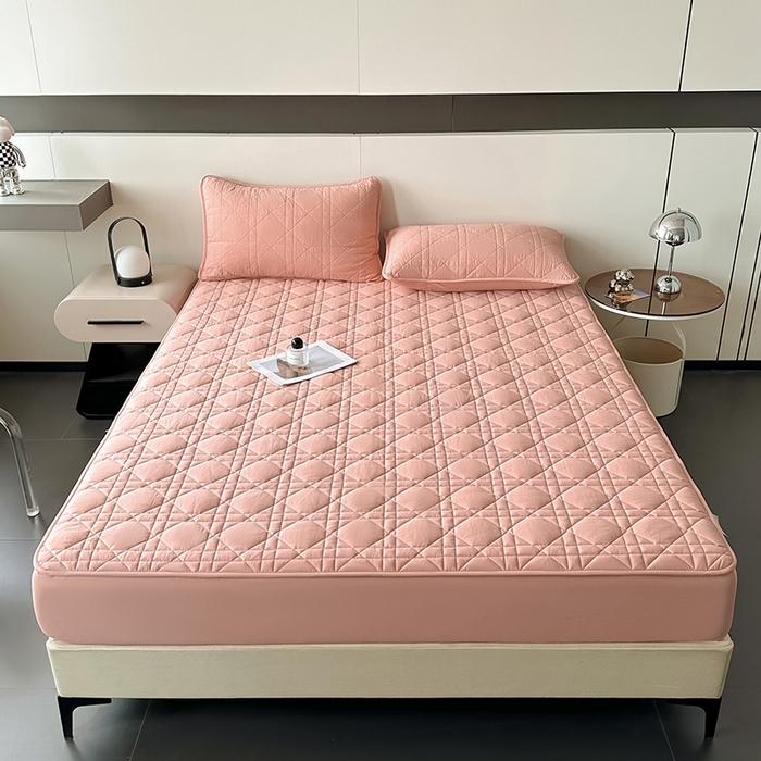 91家纺网 家纺一手货源 找家纺 3C 2024新款A类全棉水洗棉棉花床笠 柔密粉-