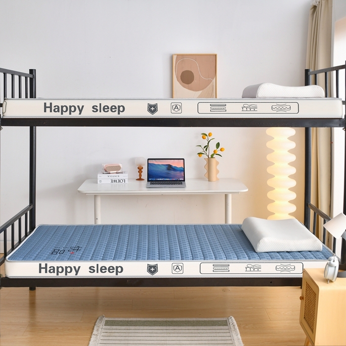 91家纺网 家纺一手货源 找家纺 顺发床垫 2025新款A类华夫格天然乳胶记忆海绵床垫学生款图 华夫格-蓝色