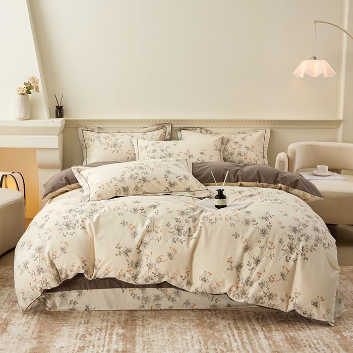 91家纺网 家纺一手货源 找家纺 橙艺家居 2024新款全棉超柔生态磨毛四件套全棉四件套纯棉四件套 紫蕾