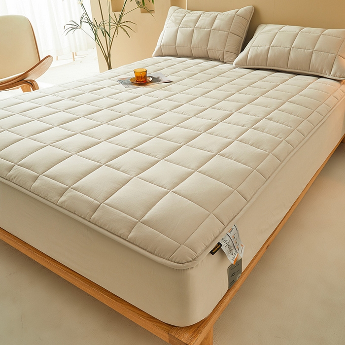 91家纺网 家纺一手货源 找家纺 3C 2024新款柔软亲肤全棉双面床笠 卡其