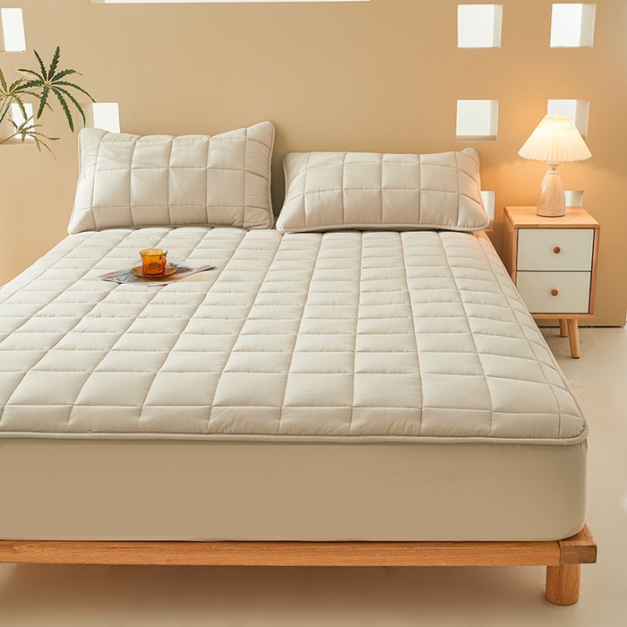 91家纺网 家纺一手货源 找家纺 3C 2024新款柔软亲肤全棉双面床笠 卡其