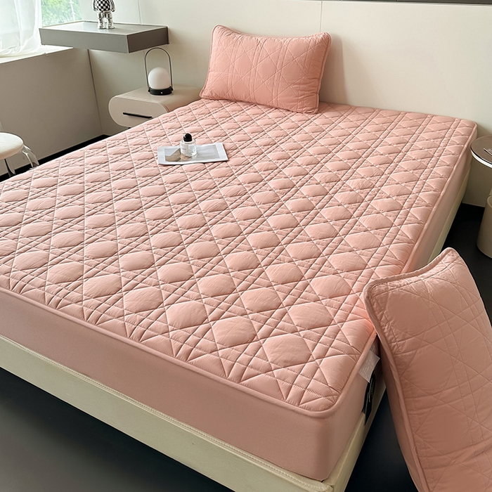 91家纺网 家纺一手货源 找家纺 3C 2024新款A类全棉水洗棉棉花床笠 柔密粉-