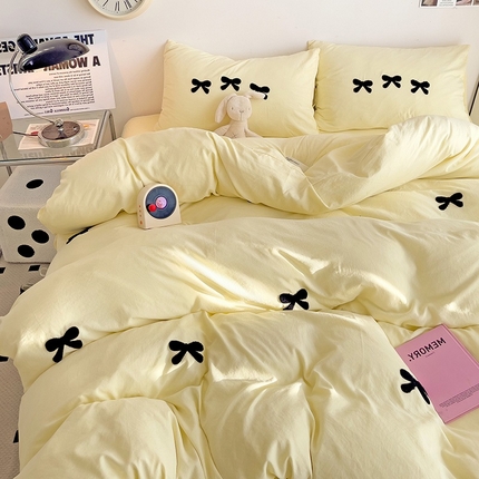 91家纺网 家纺一手货源 找家纺 （总）艾特你（含买家秀）水洗棉毛巾绣四件套蝴蝶结学生宿舍三件套亲肤纯色水洗棉