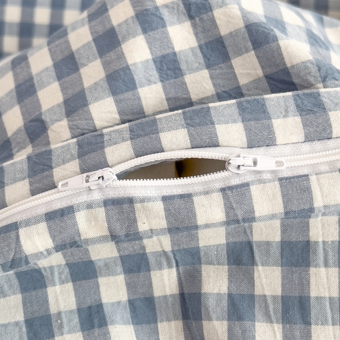 91家纺网 家纺一手货源 找家纺 2024新款无印风水洗棉亲肤简约学生三件套 天蓝小格