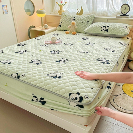 91家纺网 家纺一手货源 找家纺 （总）悦织语 2025新款200g加厚A类牛奶绒印花夹棉床笠床罩床护垫