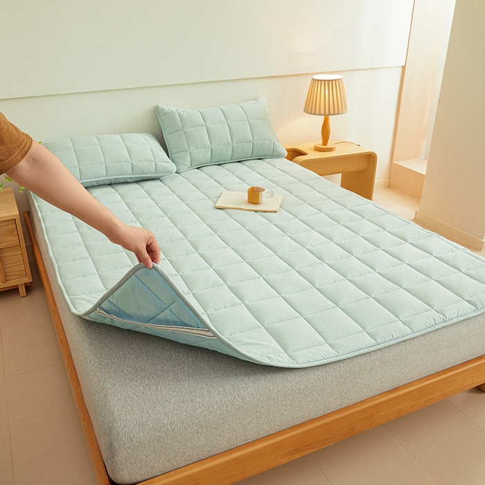 91家纺网 家纺一手货源 找家纺 3C 2024新款亲肤全棉加厚双面床护垫 梦蓝