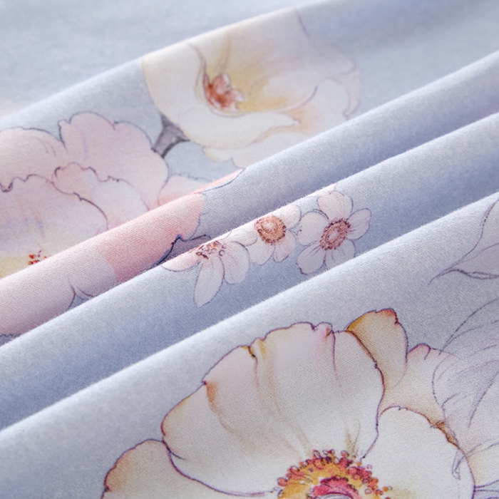 91家纺网 家纺一手货源 找家纺 橙艺家居 2024新款全棉超柔生态磨毛四件套全棉四件套纯棉四件套 回眸一笑-蓝