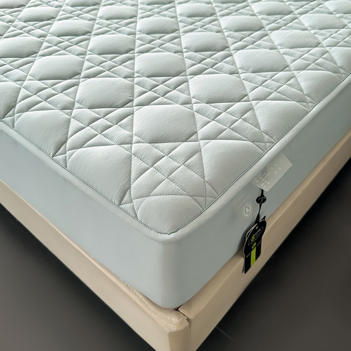 91家纺网 家纺一手货源 找家纺 3C 2024新款A类全棉水洗棉棉花床笠 纯净蓝-