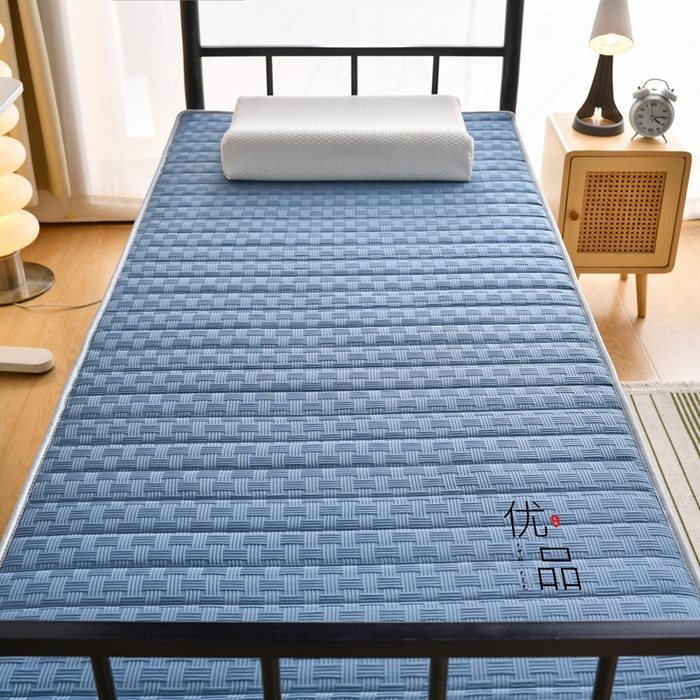 91家纺网 家纺一手货源 找家纺 顺发床垫 2025新款A类华夫格天然乳胶记忆海绵床垫学生款图 华夫格-蓝色
