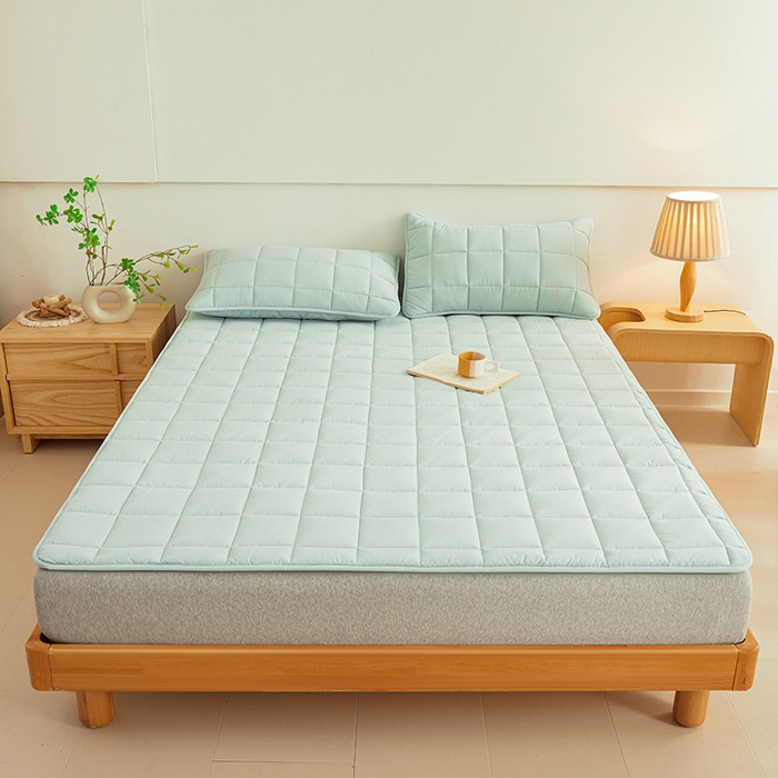 91家纺网 家纺一手货源 找家纺 3C 2024新款亲肤全棉加厚双面床护垫 梦蓝