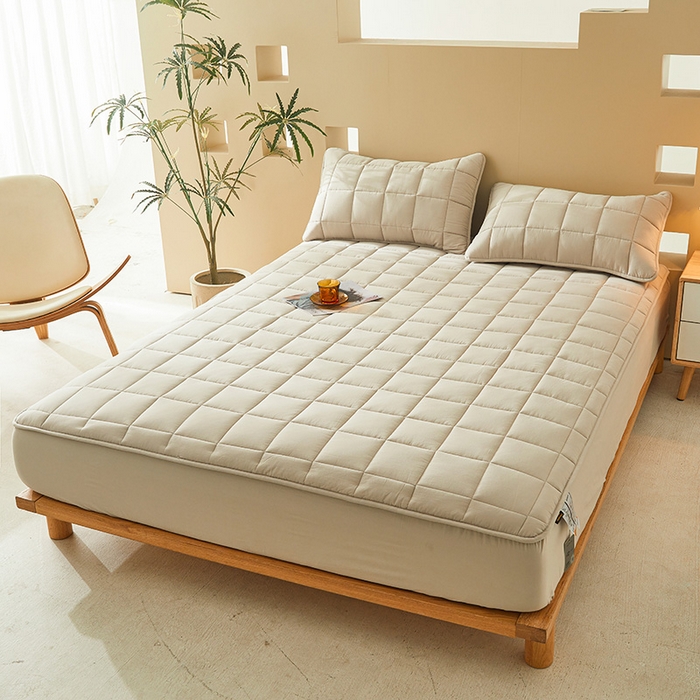 91家纺网 家纺一手货源 找家纺 3C 2024新款柔软亲肤全棉双面床笠 卡其