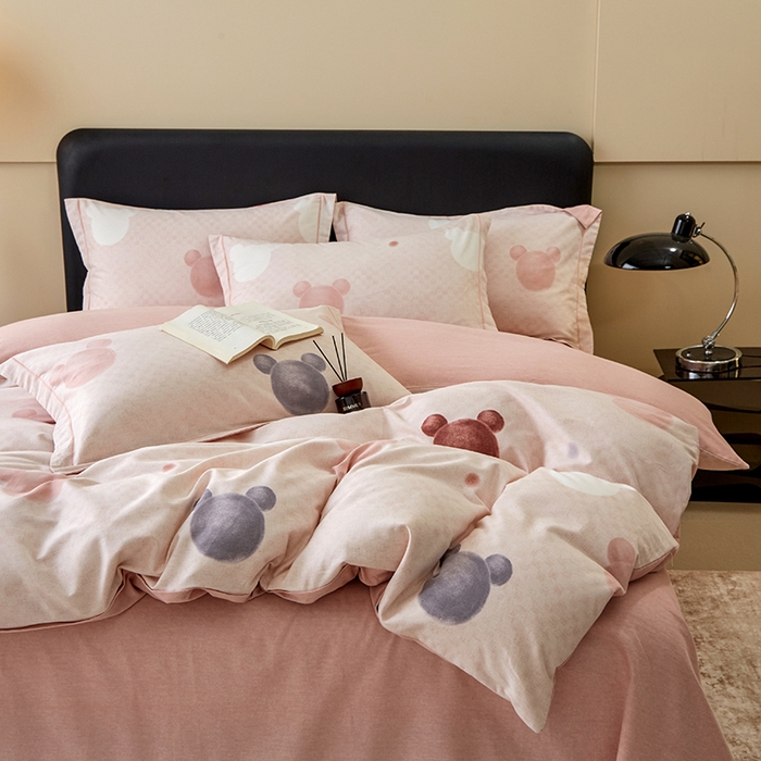 91家纺网 家纺一手货源 找家纺 橙艺家居 2024新款全棉超柔生态磨毛四件套全棉四件套纯棉四件套 妙妙屋-粉