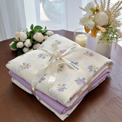 91家纺网 家纺一手货源 找家纺 （总）2025新款全棉A类小清新双层纱套件---系列三