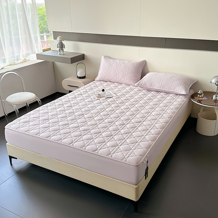 91家纺网 家纺一手货源 找家纺 3C 2024新款A类全棉水洗棉棉花床笠 优雅紫-