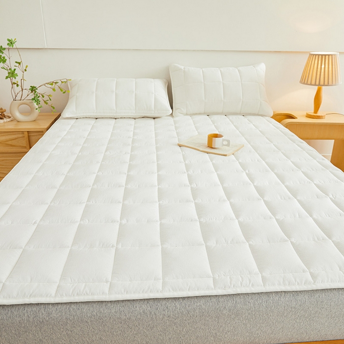 91家纺网 家纺一手货源 找家纺 3C 2024新款亲肤全棉加厚双面床护垫 雅白