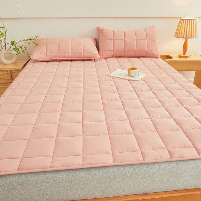 91家纺网 家纺一手货源 找家纺 3C 2024新款亲肤全棉加厚双面床护垫 仙粉