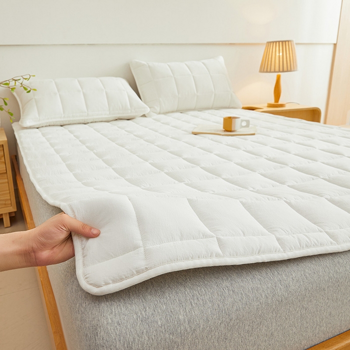 91家纺网 家纺一手货源 找家纺 3C 2024新款亲肤全棉加厚双面床护垫 雅白