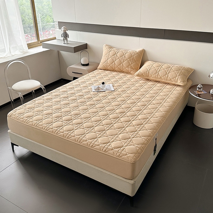 91家纺网 家纺一手货源 找家纺 3C 2024新款A类全棉水洗棉棉花床笠 米驼色-