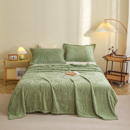 91家纺网 家纺一手货源 找家纺 （总）悦织湾 2025新款面包格塔芙绒舒棉绒蝴蝶毛毯卷边包边款