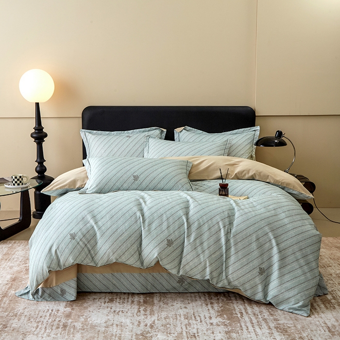 91家纺网 家纺一手货源 找家纺 橙艺家居 2024新款全棉超柔生态磨毛四件套全棉四件套纯棉四件套 慢时光-绿