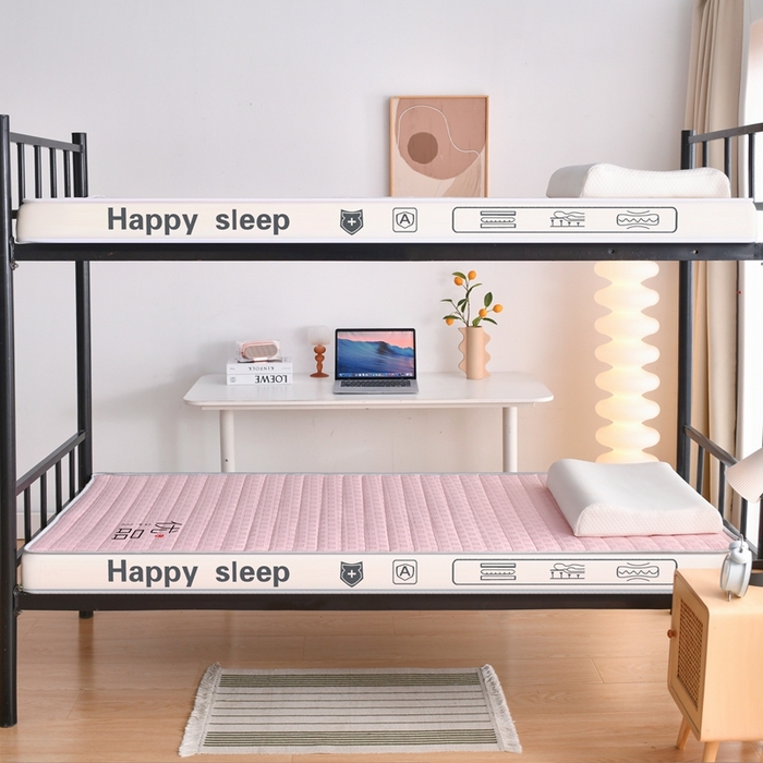 91家纺网 家纺一手货源 找家纺 顺发床垫 2025新款A类华夫格天然乳胶记忆海绵床垫学生款图 华夫格-粉色