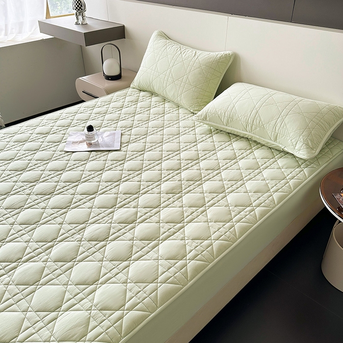 91家纺网 家纺一手货源 找家纺 3C 2024新款A类全棉水洗棉棉花床笠 薄荷绿-