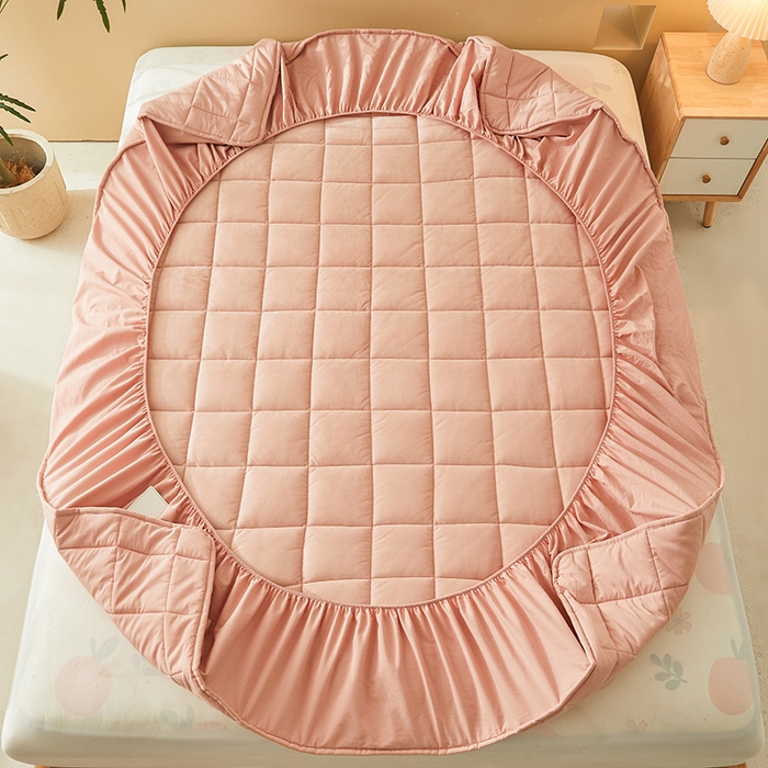 91家纺网 家纺一手货源 找家纺 3C 2024新款柔软亲肤全棉双面床笠 仙粉