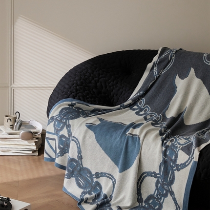 91家纺网 家纺一手货源 找家纺 暖绵绵家纺 2025新款羊毛混纺盖毯-沃格 沃格-蓝色