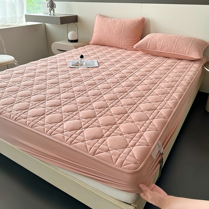 91家纺网 家纺一手货源 找家纺 3C 2024新款A类全棉水洗棉棉花床笠 柔密粉-