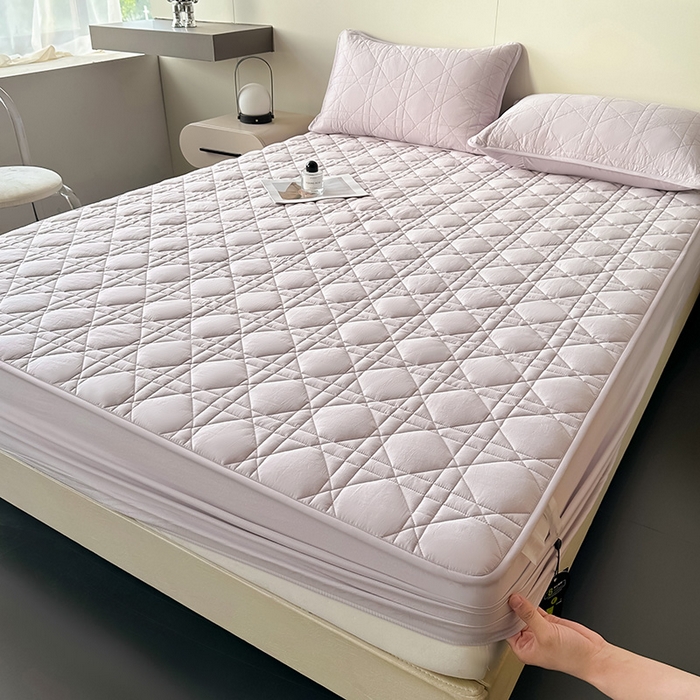 91家纺网 家纺一手货源 找家纺 3C 2024新款A类全棉水洗棉棉花床笠 优雅紫-