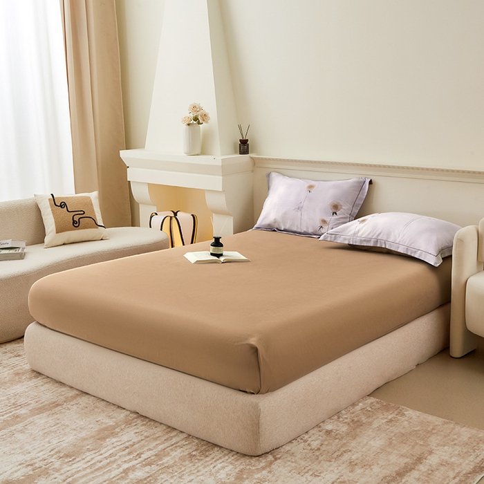 91家纺网 家纺一手货源 找家纺 橙艺家居 2024新款全棉超柔生态磨毛四件套全棉四件套纯棉四件套 爱已随风-咖