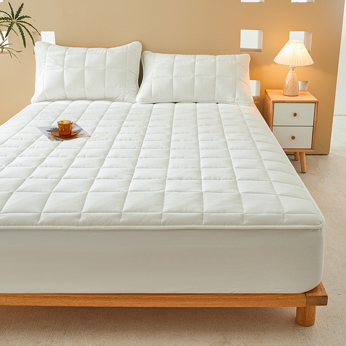 91家纺网 家纺一手货源 找家纺 3C 2024新款柔软亲肤全棉双面床笠 雅白