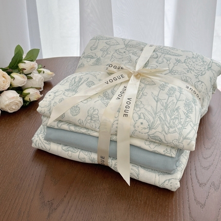 91家纺网 家纺一手货源 找家纺 （总）黛馨 2025新款A类小清新双层纱四件套（实拍）