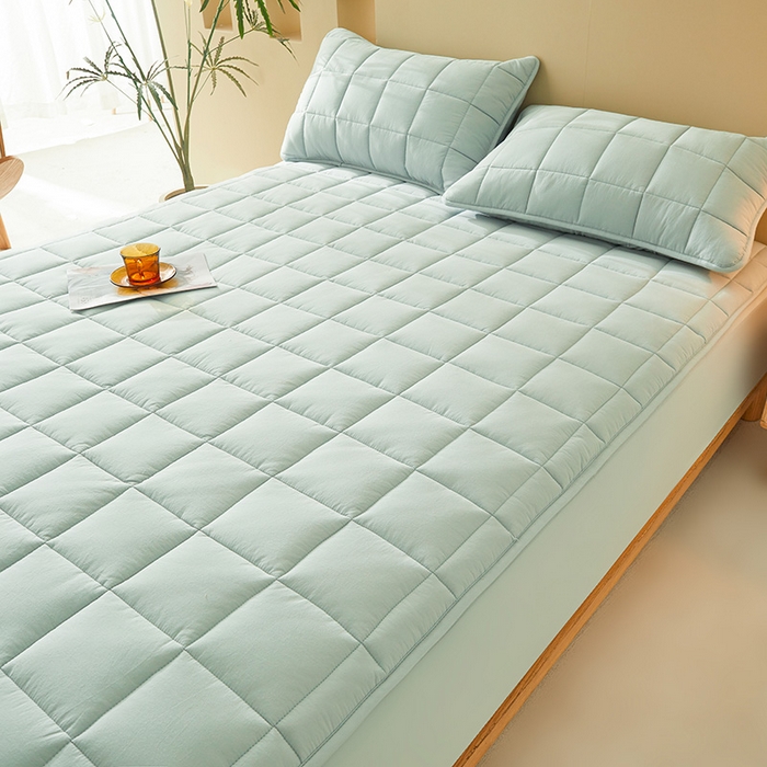 91家纺网 家纺一手货源 找家纺 3C 2024新款柔软亲肤全棉双面床笠 梦蓝