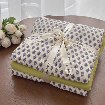 （总）黛馨 2025新款全棉A类小清新双层纱四件套--系列六