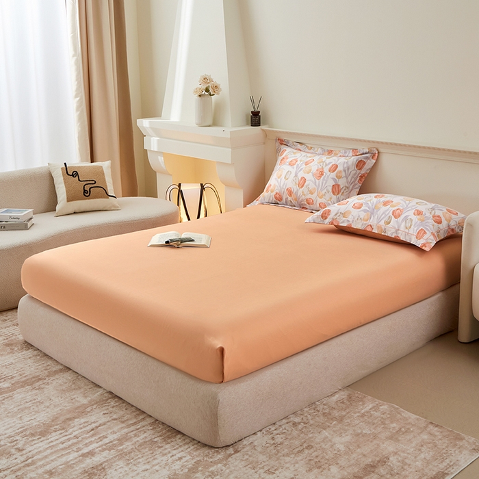 91家纺网 家纺一手货源 找家纺 橙艺家居 2024新款全棉超柔生态磨毛四件套全棉四件套纯棉四件套 盛世颜-桔