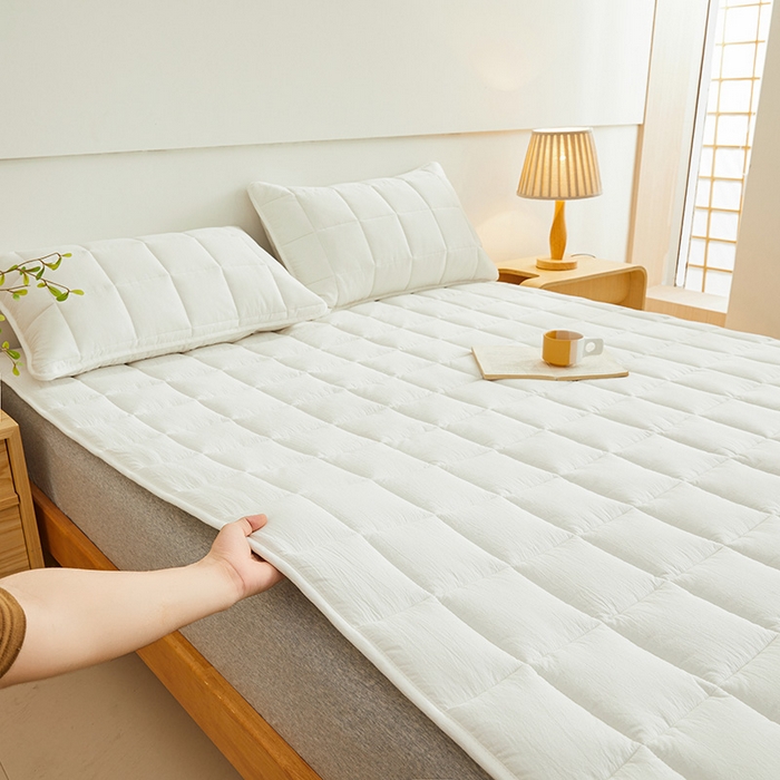 91家纺网 家纺一手货源 找家纺 3C 2024新款亲肤全棉加厚双面床护垫 雅白